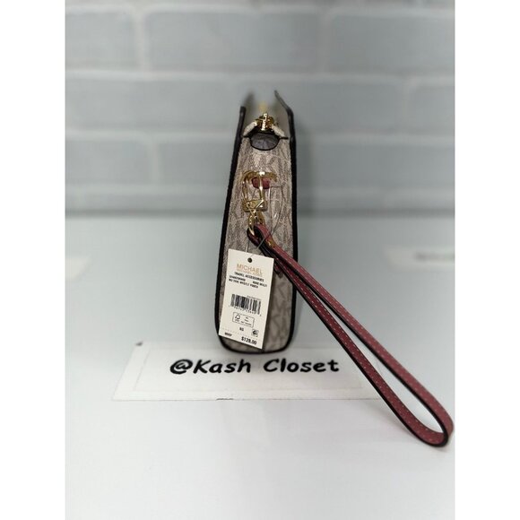 Michael Kors wristlet medium logo stripe zip pouch rose multi - Picture 8 of 9